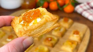 Puff Pastry Squares: with Brie and Clementine! For a Holiday Dinner! Quick and Easy Appetizer