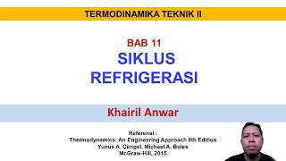 Termodinamika Teknik II: Siklus Refrigerasi / Mesin Pendingin (Part 1)