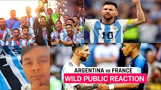 2022 Fifa world cup Qatar Final Argentina Vs France live wild Public Reaction Messi....