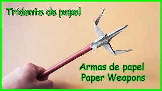 ⫸Tridente Casero | Armas de papel Papiroflexia Fácil✅