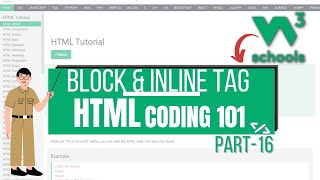 HTML Coding 101: 16 HTML Block and Inline Tag | Difference betwenn Block and Inline Tag in HTML