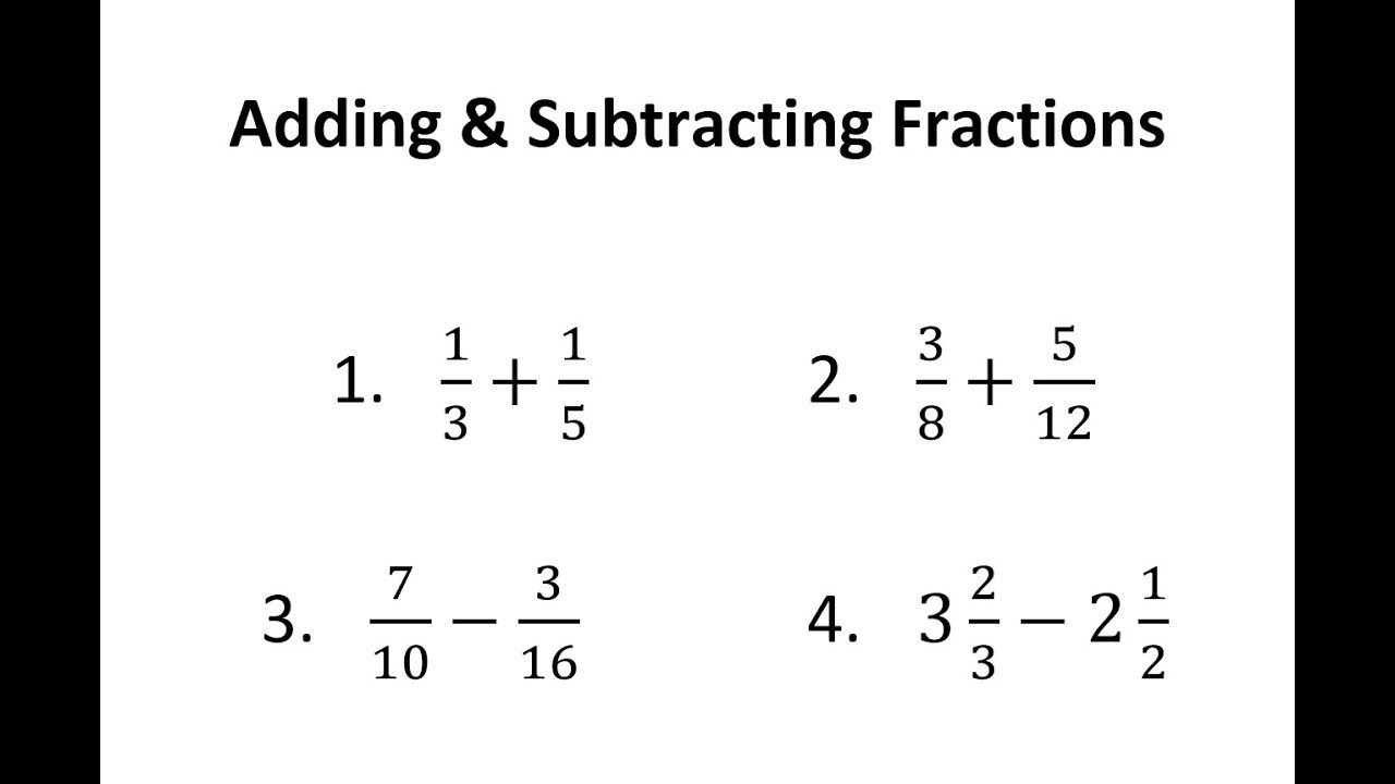 Adding And Subtracting Fractions - YouTube