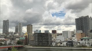 青空が見え隠れする空を１時間撮影！晴海総合高校（朝潮運河）上空より『タイムラプス・早送り撮影』（2020.9.10・13:25~１時間）