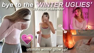 24 HOUR MAKEOVER (winter glow up: new hair, ice bowl, spa night + at home skinca