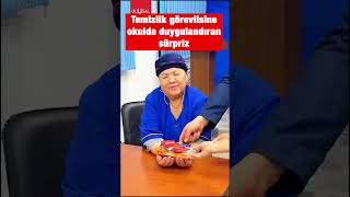 Kazakistan'da bir öğretmen ve öğrencileri temizlik görevlisine sürpriz yaptı #shorts #keşfet #okul