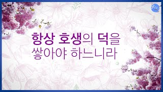 항상 호생의 덕을 쌓아야 하느니라(교운 1장 16절)  |  대순진리회