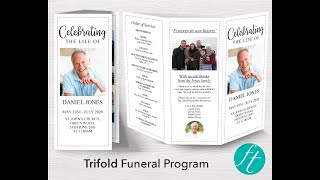 Trifold Classic Funeral Program Template