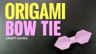 Origami Bow Tie - Easy Step By Step Origami Ribbon Tutorial for Beginners - Father's Day Necktie