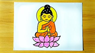 Cute Buddha Drawing|How To Draw Buddha Purnima Special Drawing|Easy Drawing For Kids