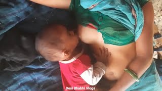 Desi Indian Breastfeeding Rani | Village Vlogs | New Breastfeeding Video