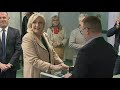 French presidency hopeful Le Pen votes in first round of election | AFP