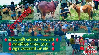 খাগড়াছড়ির ঐতিহ্যবাহী গুইমারা পশুর হাট। কোরবানিকে সামনে রেখে প্রচুর গৃহপালিত পশু উঠেছে এই হাটে।