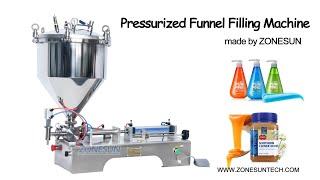 ZONESUN How to use Pressurized Funnel Filling Machine For highly viscous objects