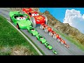 Big & Small Rainbow Friend Green vs Big & Small Mcqueen with Monster Saw wheelsDOWN OFDEATHinBeamNG