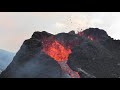 iceland volcano eruption 2021 first week of the eruption flyover and onsite closeup. 4k