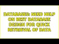 Databases: Need help on best database design for quick retrieval of data (2 Solutions!!)