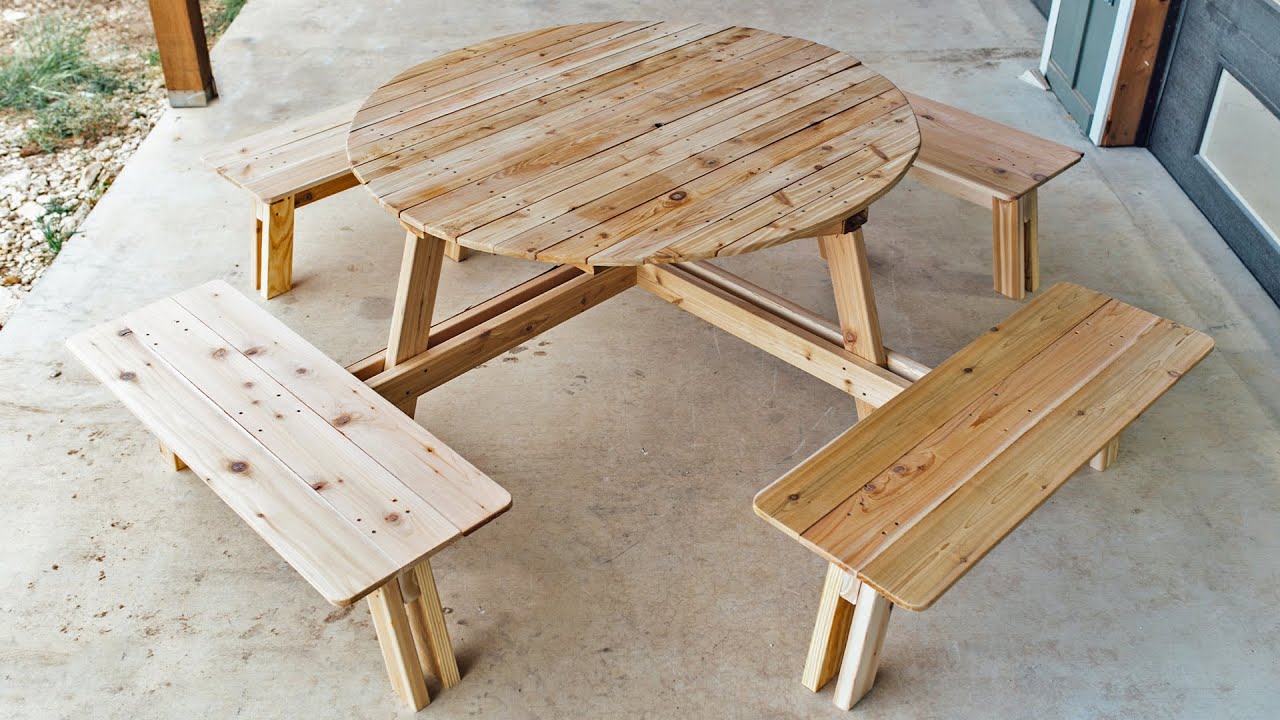 Round Picnic Table With Benches Plans | Brokeasshome.com