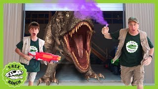 T-Rex Is Trapped! Giant Dinosaur Escape & Kids Pretend Play Dinosaurs Adventure with Nerf Toys