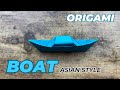 ASIAN STYLE BOAT ORIGAMI SAMPAN EASY TUTORIAL | DIY ORIGAMI FLOATING PAPER BOAT ORIGAMI WORLD CRAFTS