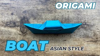 ASIAN STYLE BOAT ORIGAMI SAMPAN EASY TUTORIAL | DIY ORIGAMI FLOATING PAPER BOAT ORIGAMI WORLD CRAFTS