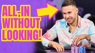 Poker Player Loses His Mind and Goes All-in Without Looking!