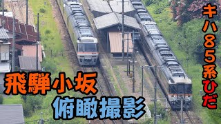 【高山本線 飛騨小坂駅】 キハ85系の列車交換を俯瞰で撮る 【HC85系も登場】