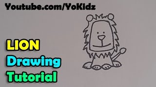 How to draw a cartoon lion for kids - simple, easy and step by step