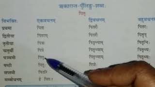 पिता शब्द - ऋकारान्त पुर्लिंग शब्द रूप /pita shabd roop #Sanskritgyanganga #kailash sharma #exam