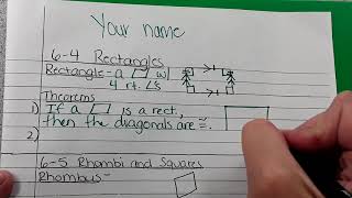 Notes 6-4: Rectangles
