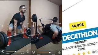 Home gym- panca piana 125kgx3 e stacco sumo 200kgx3  con bilanciere Decathlon#power#training