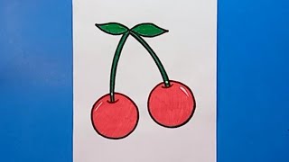 how to draw cherries with circle #shorts #viral #cherry #fruit #drawing @syarthub