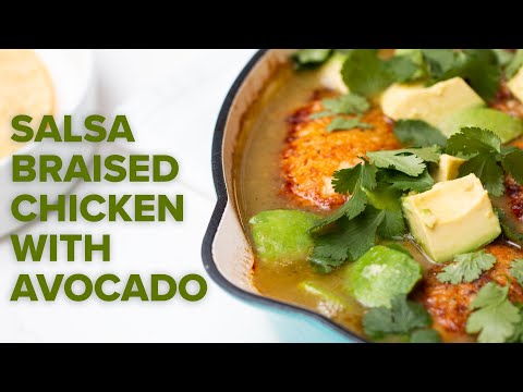 Salsa Braised Chicken with Avocado Recipe from Tasty