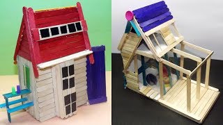 4 DIY Popsicle Stick Houses - How to | Easy and Quick Craft ideas