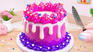 Coolest Pink Purple Neon Cake 💗 Melting Miniature Colorful Cake Decorating Recipe 🌈 Mini Sweet Taste