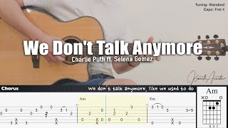 We Don't Talk Anymore - Charlie Puth ft. Selena Gomez | Fingerstyle Guitar | TAB + Chords + Lyrics