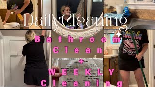 BATHROOM CLEAN 🫧 + A WEEKLY CLEANING SCHEDULE + SEEN ON TIKTOK DIY IDEA #cleaning