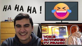 VOICE ACTIVATED TV PRANK! - REACTION