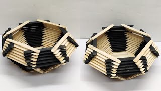 Pop Stick Crafts / How to make Basket from Ice Cream Sticks / Handmade basket / DIY Storage Basket