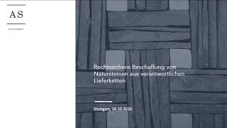 Workshop 1: Rechtssichere Beschaffung von Natursteinen aus verantwortl. Lieferketten | A. Siedenberg