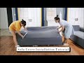 how to install l shaped sofa cover