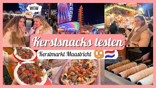 KERSTSNACKS testen 🧁🍢 op de Kerstmarkt in MAASTRICHT ✨🎄- Rijstepap, flammkuchen - Travelling Sisters