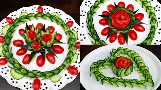Art In Cucumber Garnish Tomato Rose - Vegetable Carving Garnish