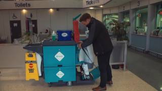 CPI - eCART MINI 2 Rotomolded Cleaning Cart and i-mop - Demonstration