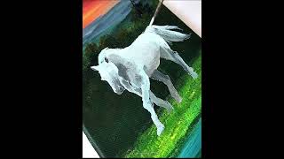 Capturing Serenity: White Horse Scenery Acrylic Painting Tutorial