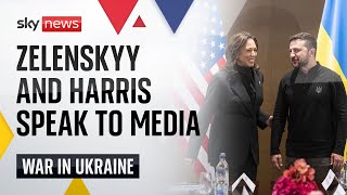 President Zelenskyy and Kamala Harris deliver remarks to media