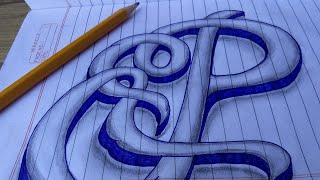Very Easy!! How To Drawing 3D Floating Letter "P" #2 - Anamorphic Illusion - 3D Trick Art on paper