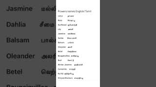 Flowers names in English/ Tamil