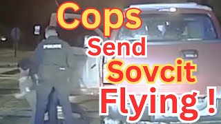 Sovcit Refuse To Exit His Truck - Bad Mistake - He Went Flying Out Of The Truck!