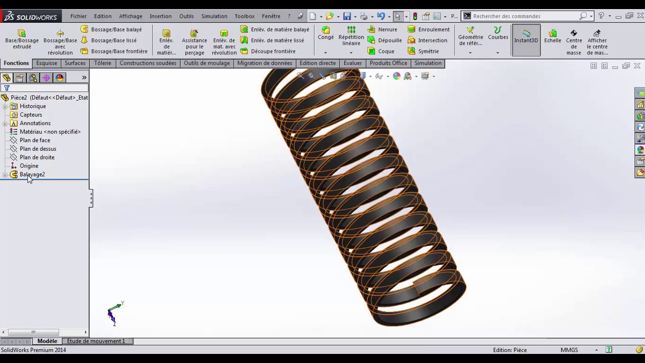 Solidworks Tutorial 6 : Hélice ( Ressort ) ( Débutant ) - YouTube