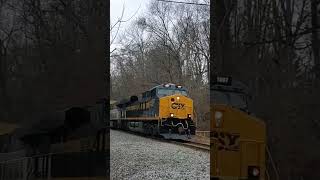 CSX 1897 Monon and 1853 NYC heritage units leading M216 on old B\u0026O mainline